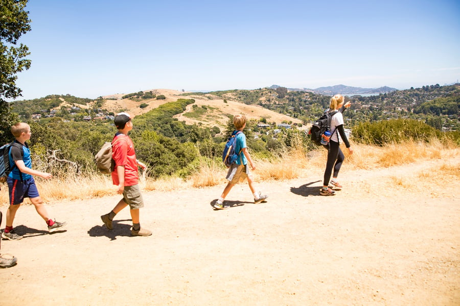 kids hiking in Mill Valley, California