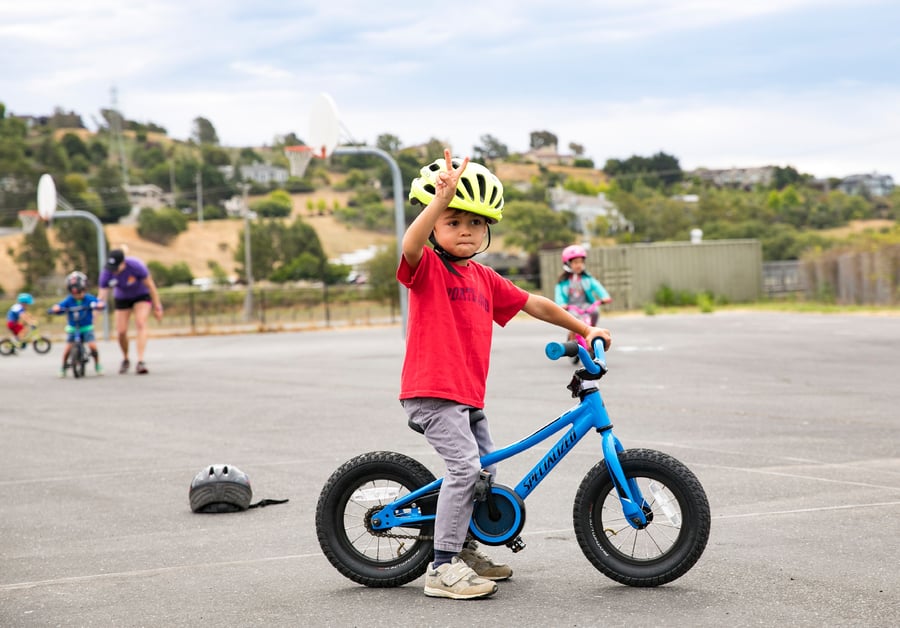 kids learning to bike in the Bay Area of California