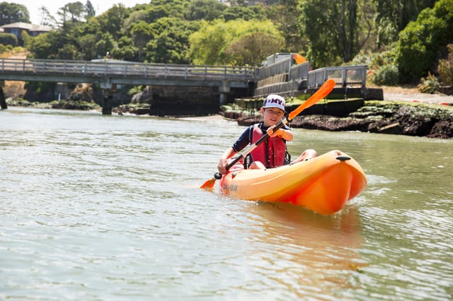 Paddling a kayak in California